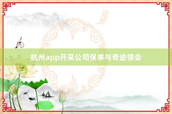 杭州app开采公司保举与奇迹领会